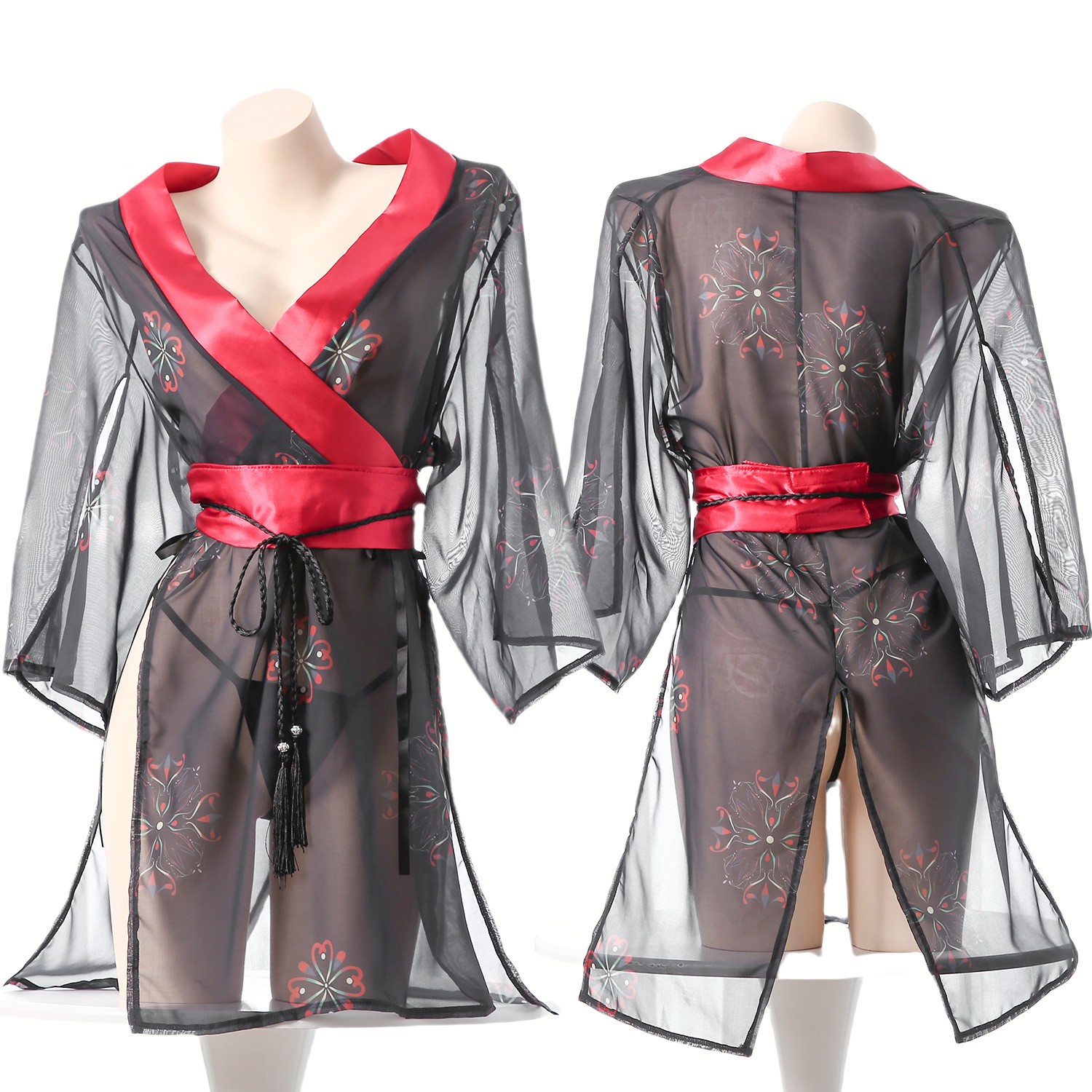 Women's Black Sheer Mesh Japan - Kimono Sheer Floral recension och pris
