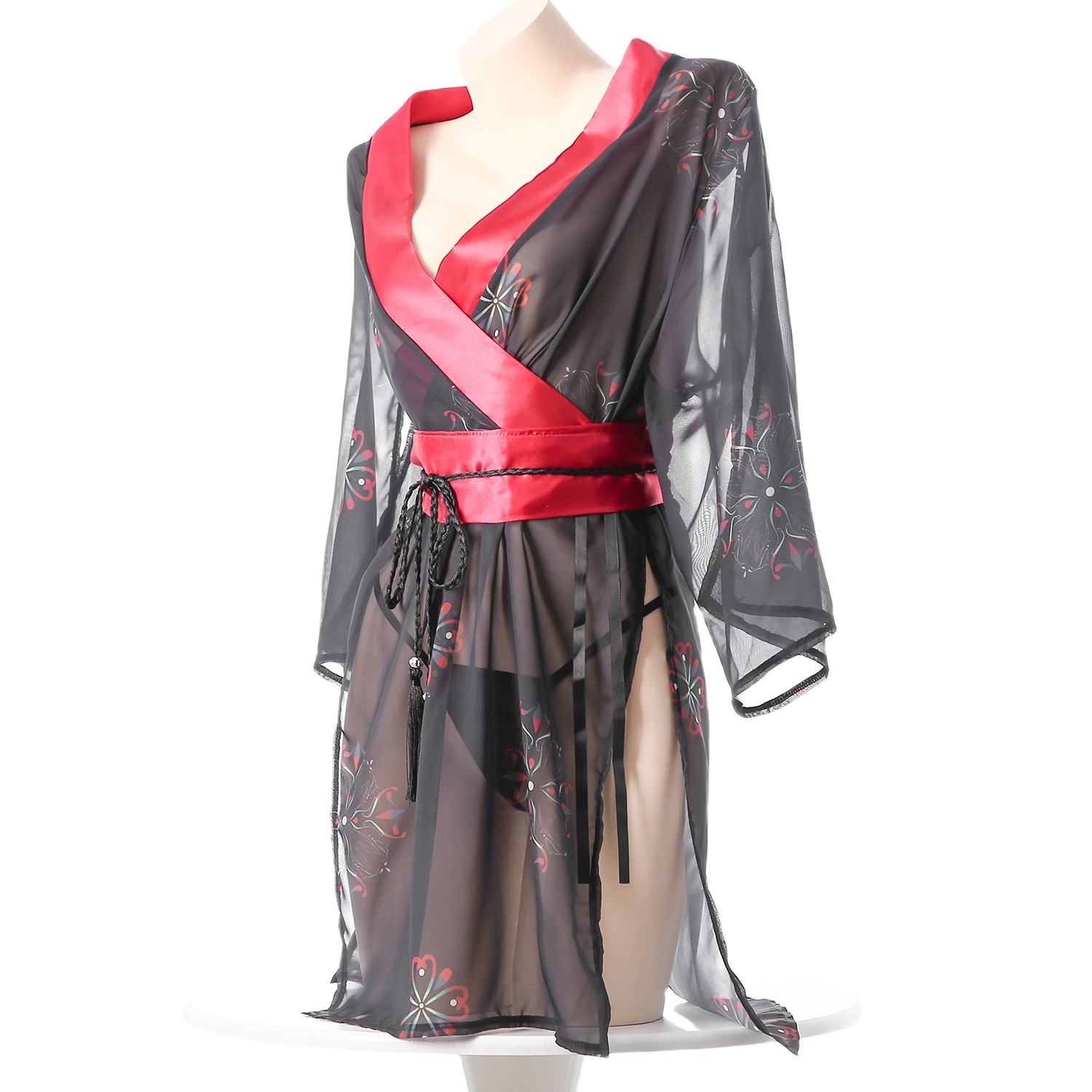 Women's Black Sheer Mesh Japan - Kimono Sheer Floral recension och pris