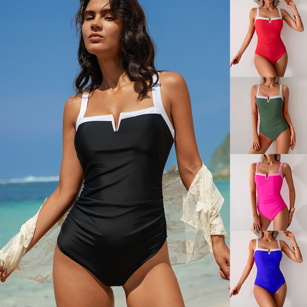 Swimwear Woman One Piece Swims - Swimsuit Bikini Ruched recension och pris