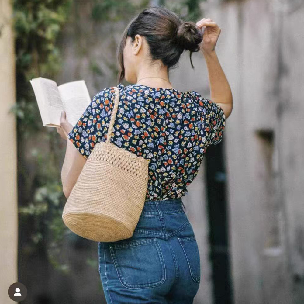 Handmade Crochet Straw Bucket  - Crochet Bag Raffia recension och pris