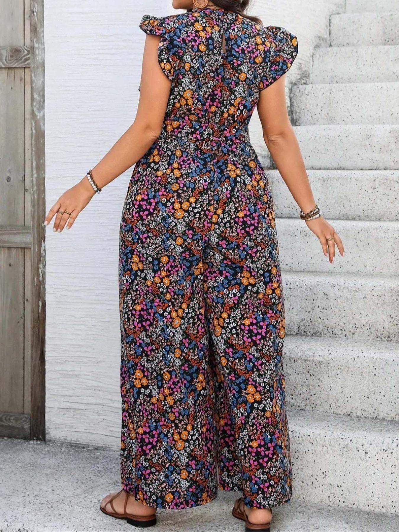 【Plus Size】 Floral Print Tie S - Romper Floral Print recension och pris