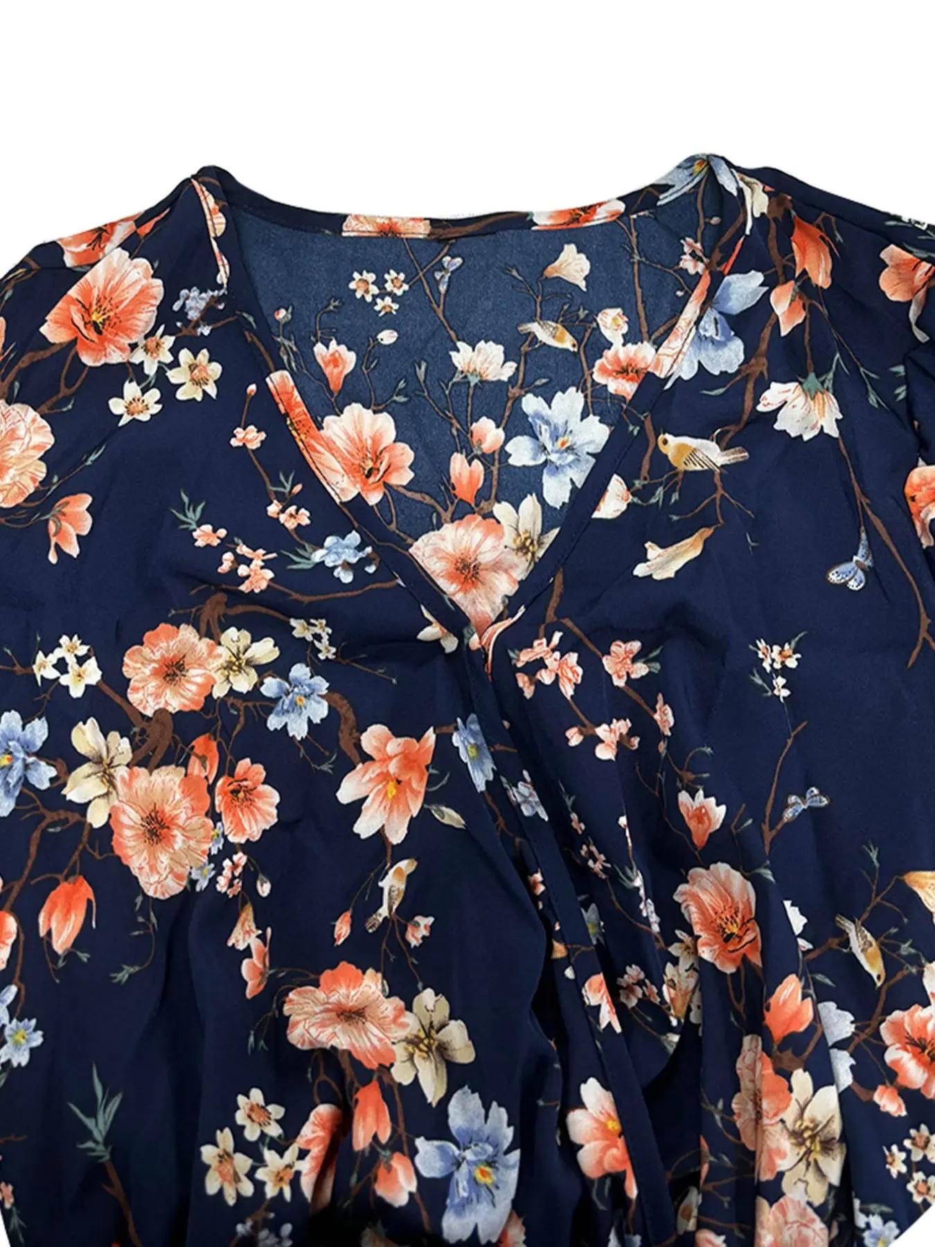 【Plus Size】 Floral Print Tie S - Romper Floral Print recension och pris