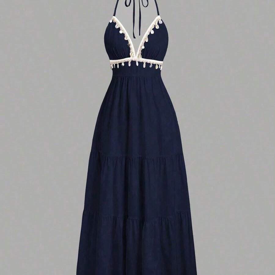 Womens Halter Neck Tiered Maxi - Maxi Dress Halter recension och pris