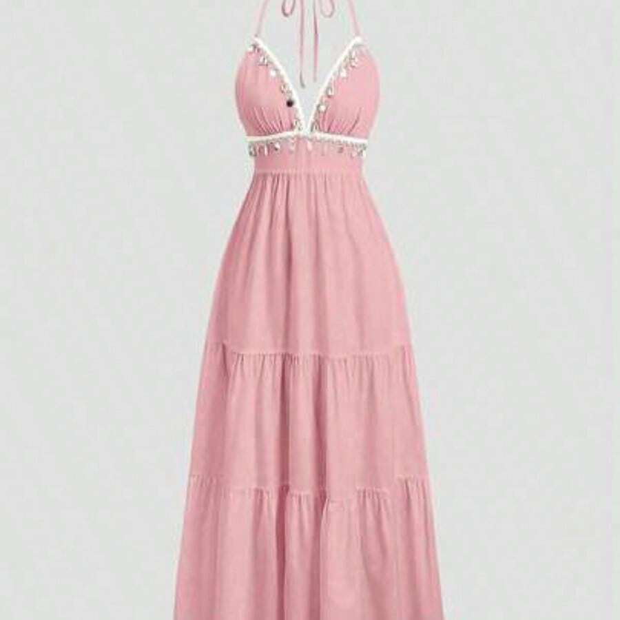 Womens Halter Neck Tiered Maxi - Maxi Dress Halter recension och pris
